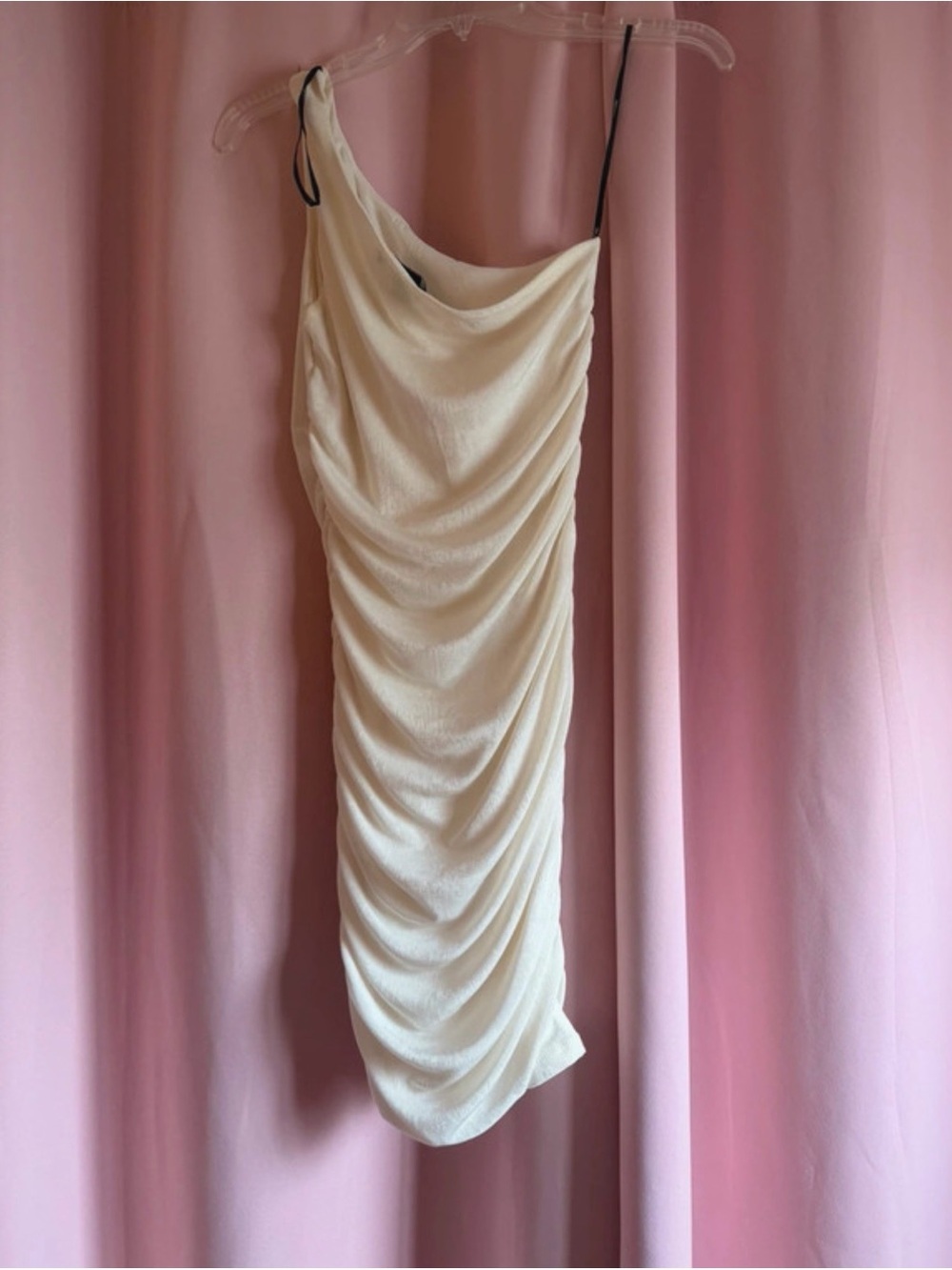 Forever 21 Ivory One-Shoulder Draped Midi Homecoming/Hoco Dress